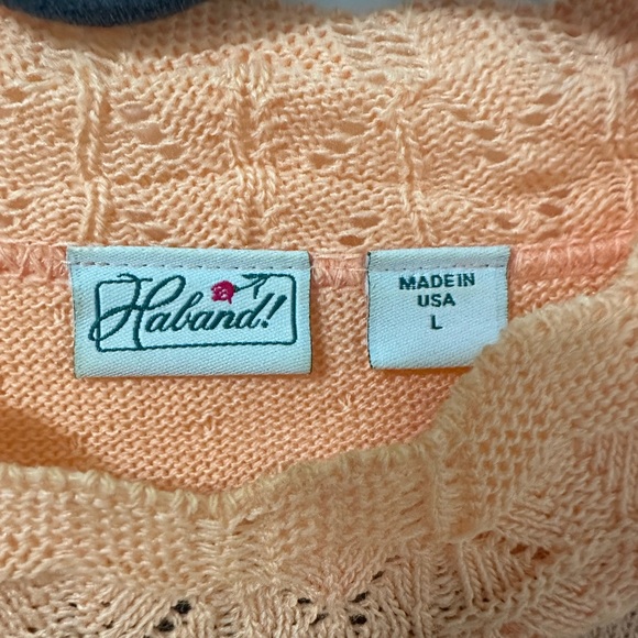 Vintage 80s/90s Haland! Peach Knit Sweater Women’s Large Made in USA - Picture 2 of 10